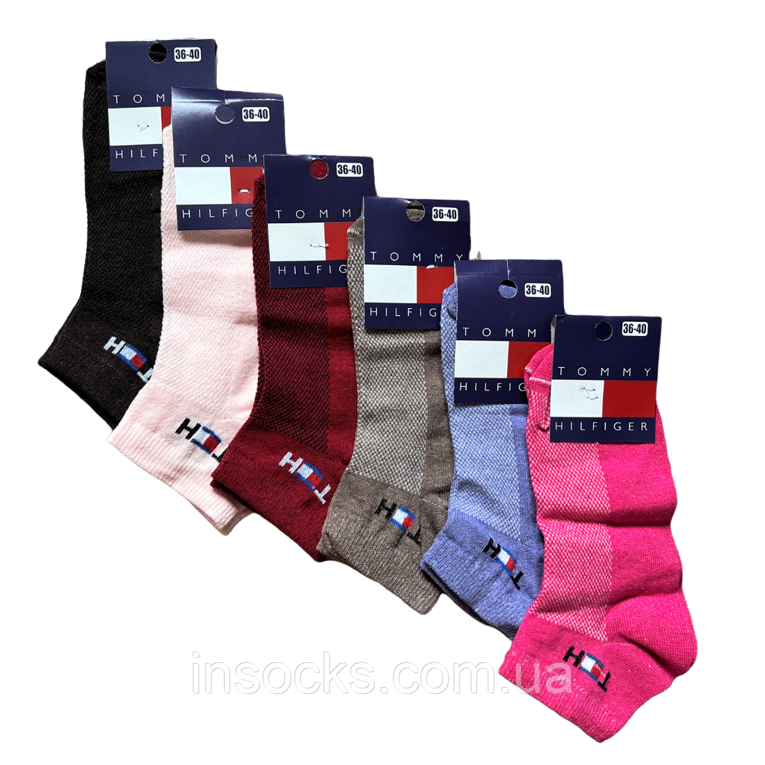 Шкарпетки жіночі літні "Tommy Hilfiger" сітка. 36-40р. Асорті. Короткий., фото 1