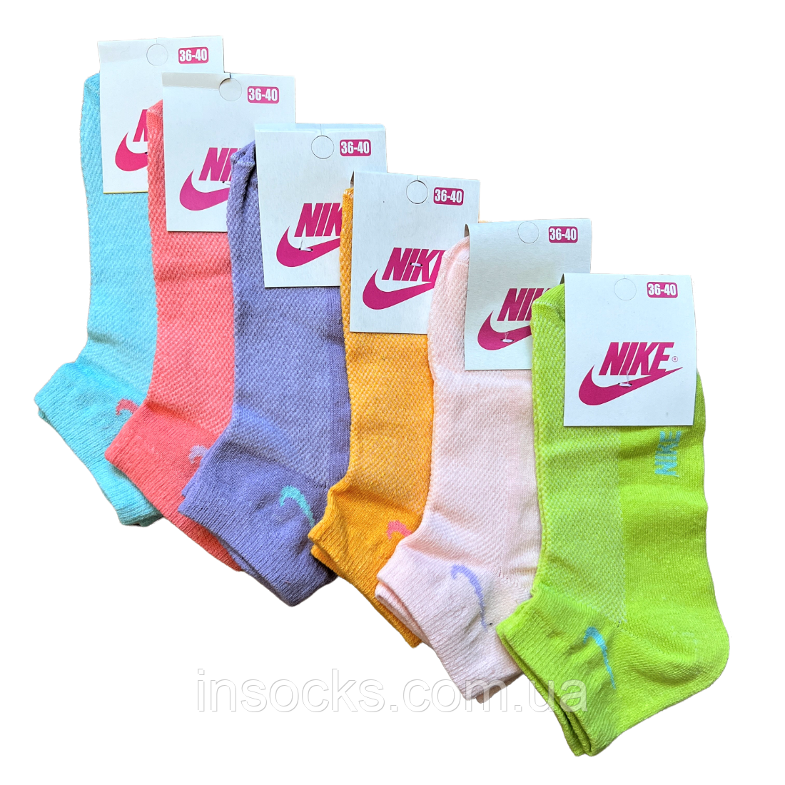 Шкарпетки жіночі літні "Nike" сітка. 36-40р. Асорті. Короткий., фото 1