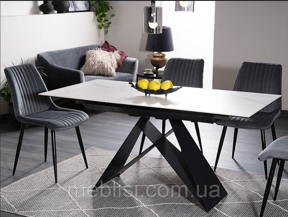 Розкладна стіл 120 WESTIN SC Ceramic білий ефект мармуру/черний 120(160)х90 (Signal)