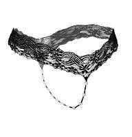 Еротичні трусики з перлами універсальний чорний