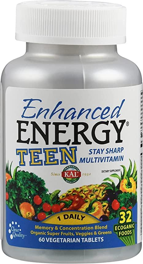 KAL, Enhanced Energy, суміш для поліпшення пам'яті та концентрації, для підлітків, 60 вегетаріанських таблеток, фото 1