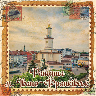 Магніт-марка "Ратуша, м. Івано-Франківськ" 60х60 мм