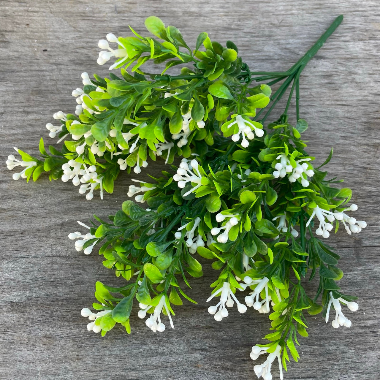 Штучний Букет самшит пластик із ягодою 35 см Білий, фото 1