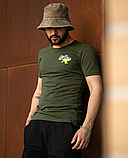 Модна стильна чоловіча патріотична футболка для повсякденного носіння з Українською символікою хакі, фото 5
