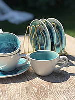 Набір чайний 4 чашки + 4 блюдця Olens "Totem" 250 мл кераміка білосня