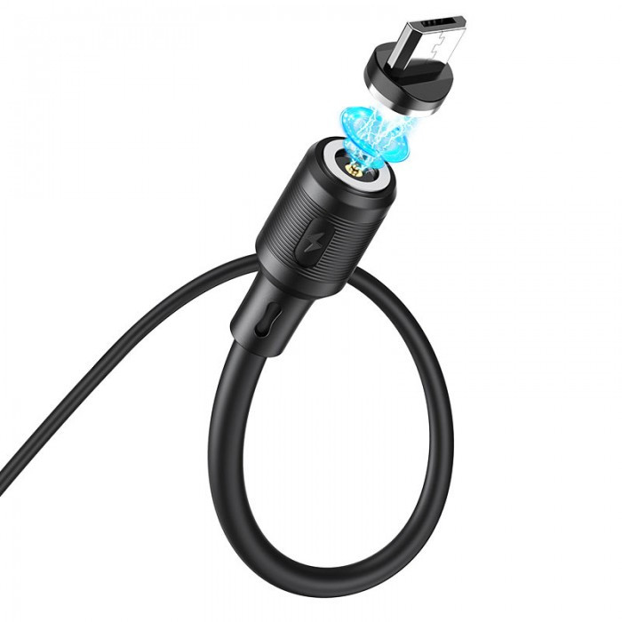 Кабель магнітний USB на micro USB HOCO X52 Sereno для заряджання Чорний, фото 1