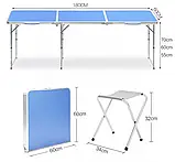 Стіл-валіза розкладний для пікніків і кемпінгу Folding Table, Туристичний великий похідний стіл зі стільцями, фото 4