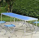 Стіл-валіза розкладний для пікніків і кемпінгу Folding Table, Туристичний великий похідний стіл зі стільцями, фото 2