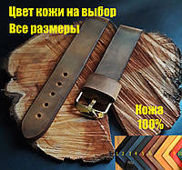 Шкіряний коричневий ремінець для годинників 16,18,20,22,24 мм ( К005 )