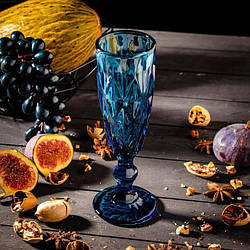 Келих кубок для шампанського "Смарагд" синій 150 мл