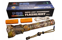 Потужний військовий ліхтарик тактичний LED ZOOM USB XHP90 6800mAh