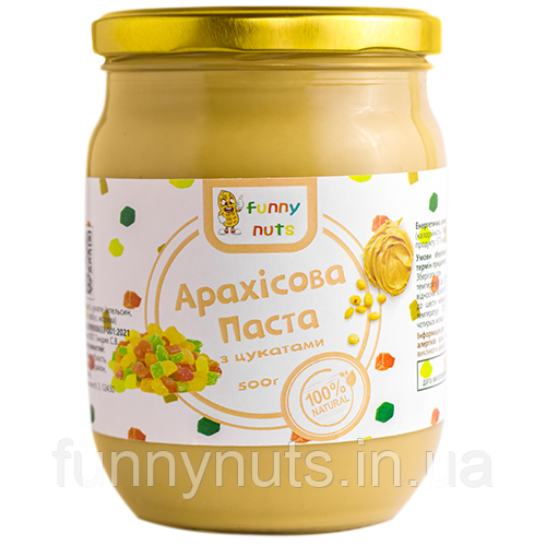 Арахісова паста FunnyNuts з цукатами 500 г (скло), фото 1