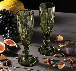 Келих кубок для шампанського "Смарагд" зелений 150 мл