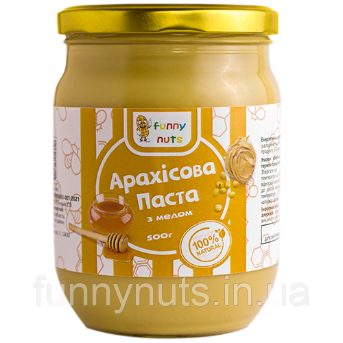 Арахісова паста FunnyNuts з медом 500 г (скло)