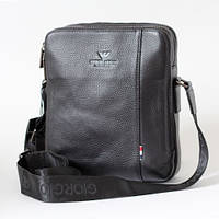 Кожаная мужская сумочка через плечо модная маленькая черная мини сумка из натуральной матовой кожи