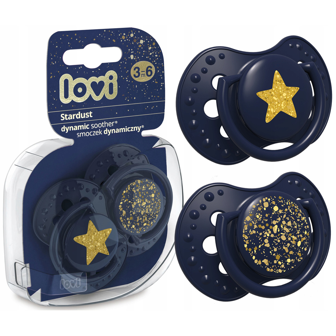 Силіконова пустушка динамічна синя (3-6 міс.) LOVI Stardust 2 шт (5903407993560)