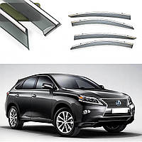 Дефлектори вітровики вікон Lexus RX 350/RX270 2010-2015-  комплект скотч  FLY  (НЕРЖАВІЙКА 3D)