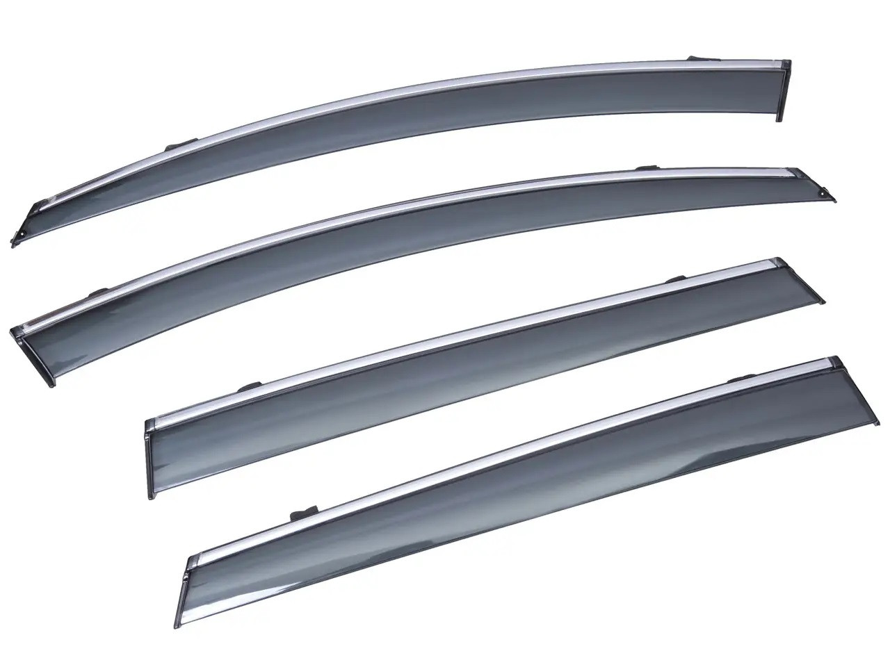 Дефлектори вітровики вікон Mazda CX-9 2015-  комплект скотч  FLY   молдинг з нержавіючої сталі 3D