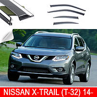 Дефлектори вітровики вікон Nissan X-Trail (T-32) 14-  комплект скотч  FLY   молдинг з нержавіючої сталі 3D