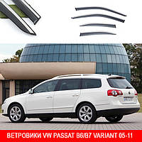 Дефлекторы ветровики окон VW PASSAT B6/B7 Variant 05-11 комплект скотч FLY молдинг из нержавеющей стали 3D