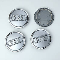 Ковпачок на титани   Audi  (69/57мм) сірі/хром. пластик об'ємний  логотип+кільце (1шт)