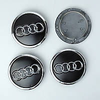 Ковпачок на титани Audi (69/57мм) чорн/хром. пластик об'ємний логотип+кільцо  (1шт)