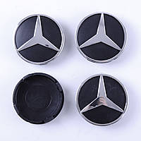 Ковпачки на титани   Mercedes  (60/55мм) чорн/хром. пластик об'ємний  логотип (4шт)
