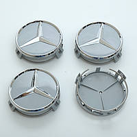 Ковпачок на титани   Mercedes  (75/70мм) сер/хром. пластик об'ємний  логотип + кільце  (1шт)