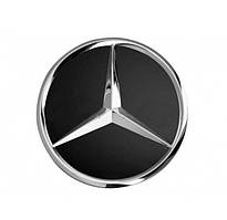 Ковпачки на титани   Mercedes  (75/70мм) чорний/хром. пластик об'ємний  логотип без кольца (4шт)