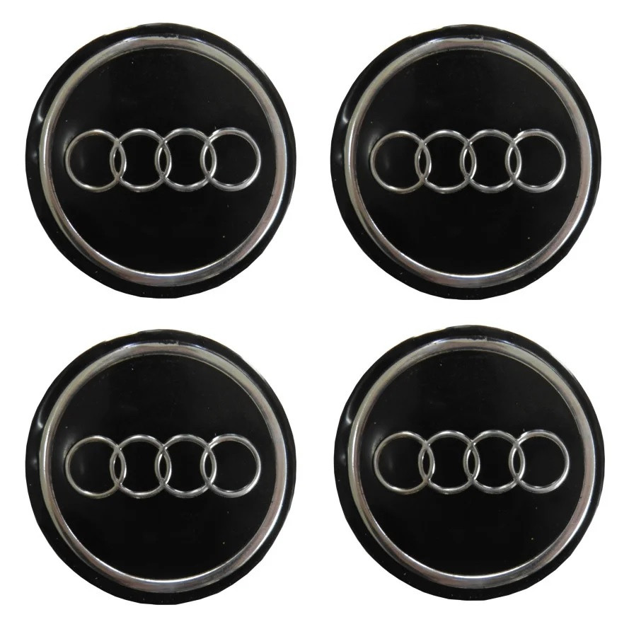 Наклейка на Ковпаки Audi (90мм) чорна (4шт)