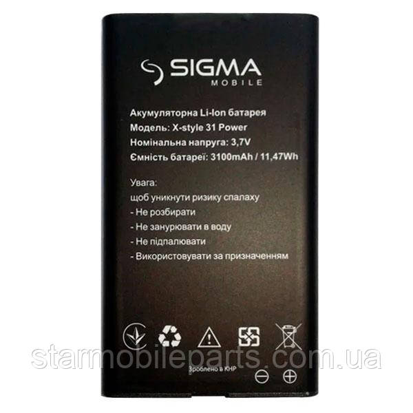 Акумулятор (АКБ, батарея) Sigma X-style 31 Power (Li-ion 3.7V 3100mAh)