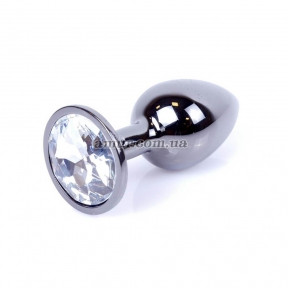 Анальний корок Jewellery Dark Silver з прозорим кристалом
