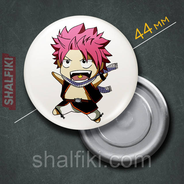 "Чібі Нацу Драгніл (Хвіст феї / Fairy tail)" магніт круглий Ø44 мм