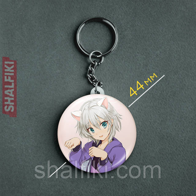 "Неко дівчина" брелок круглий Ø44 мм, фото 1