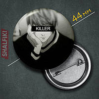 "Лайт Ягами / Кира Killer (Тетрадь смерти / Death note)" значок круглый на булавке Ø44 мм