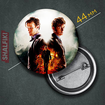 "Доктор Хто / Doctor Who" значок круглий на булавці Ø44 мм