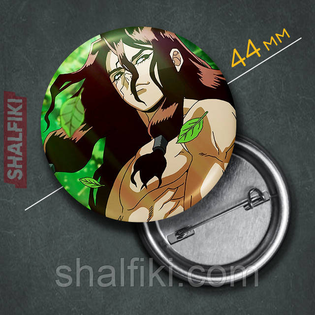"Цукаса Шішіо (Доктор Стоун / Dr. Stone)" значок круглий на булавці Ø44 мм, фото 1