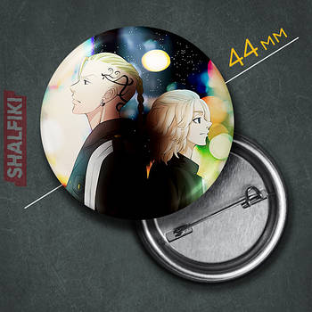 "Дракен Кен і Майкі (Токійські месники / Tokyo revengers)" значок круглий на булавці Ø44 мм