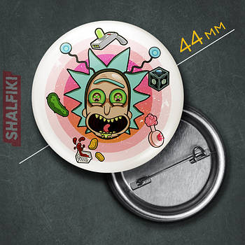 "Рік Санчез (Рік і Морті)" значок круглий на булавці Ø44 мм