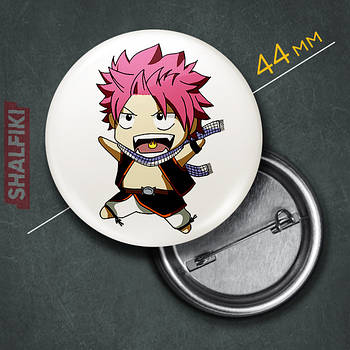 "Чібі Нацу Драгніл (Хвіст феї / Fairy tail)" значок круглий на булавці Ø44 мм