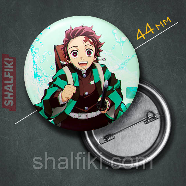 "Танджіро Камадо (Клинок, який знищує демонів / Demon slayer)" значок круглий на булавці Ø44 мм, фото 1