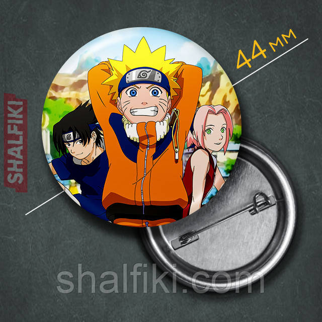 "Наруто Удзумакі (Наруто / Naruto)" значок круглий на булавці Ø44 мм