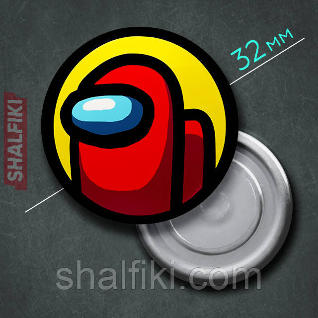 "Червоний Серед нас / Among us" магніт круглий Ø32 мм, фото 1