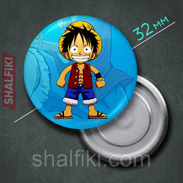 "Манкі Д. Луффі (Ван Піс / One Piece)" магніт круглий Ø32 мм, фото 1