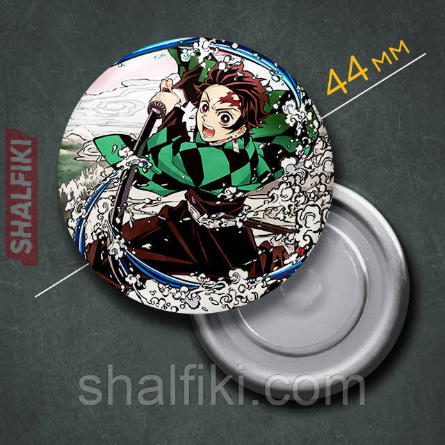 "Танджіро Камадо (Клинок, який знищує демонів / Demon slayer)" магніт круглий Ø44 мм, фото 1