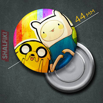 "Фінн Людина і Джейк Пес (Час пригод)" магніт круглий Ø44 мм