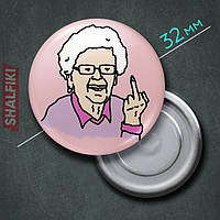"Бабушка с факом" магнит круглый Ø32 мм