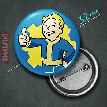 "Волт Бой (Фаллаут)" значок круглий на булавці Ø32 мм