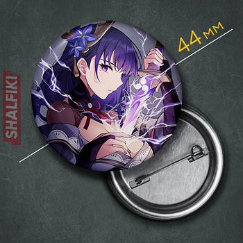 "Сьогун Еі Райден (Геншин / Genshin)" значок круглий на булавці Ø44 мм