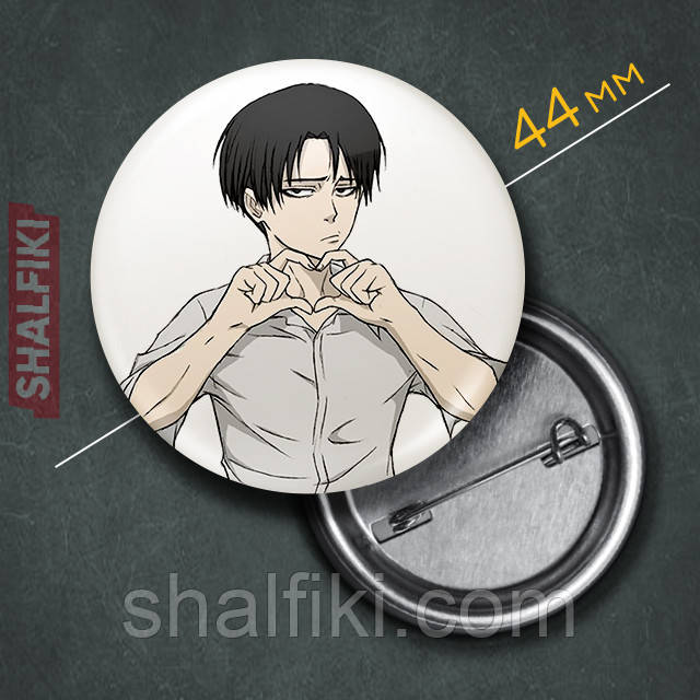 "Леві Аккерман (Атака титанів / Attack on Titan)" значок круглий на булавці Ø44 мм, фото 1